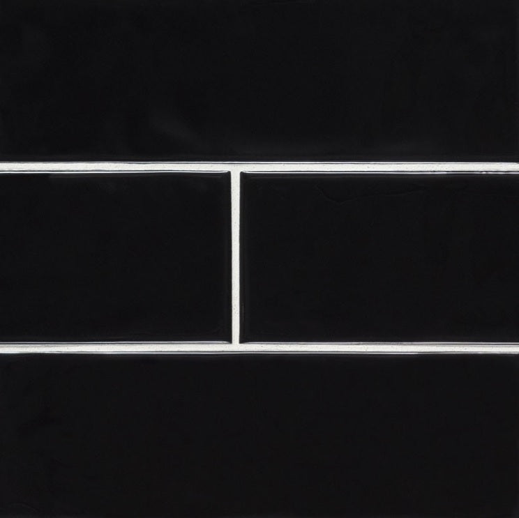 10 Pieces Gloss Black 3x6 Subway Ceramic Tiles - American Olean, Mirror-Like Finish, New Stock
