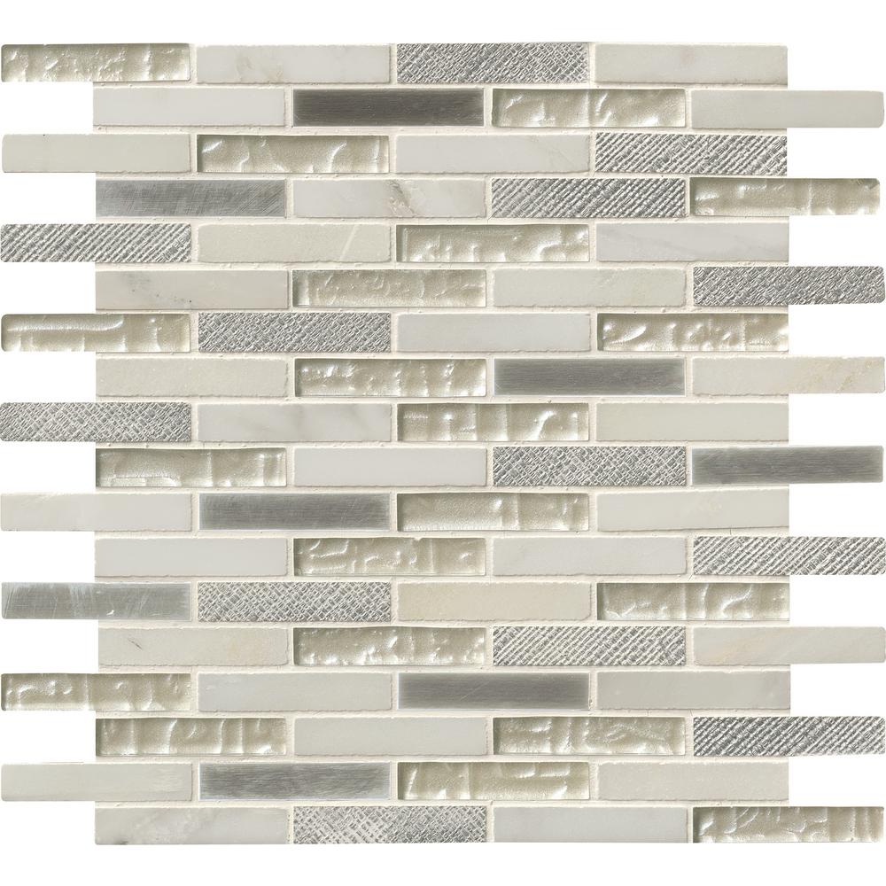 MS International SMOT-SGLSMT-OC8MM Ocean Crest Brick Pattern Mesh-Mounted Mosaic Tile 12 x 12 x 8mm 10 Piece