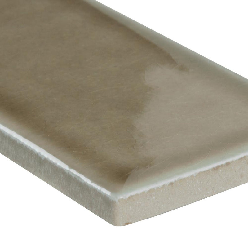 3 in. x 6 in. Artisan Taupe Glazed Handcrafted Subway Tile