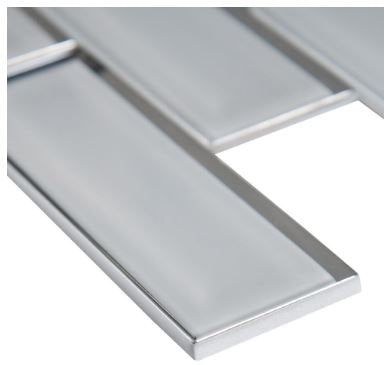 Ice Bevel Subway 11.73 in. x 11.73 in. x 8 mm Glass Mesh-Mounted Mosaic Tile (2"x6" Mosaic Chips) (Box of 10 Sheets) - Tenedos