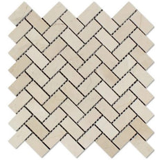 Crema Marfil Marble 1x2 Herringbone Mosaic (Honed)  by Vogue Tile