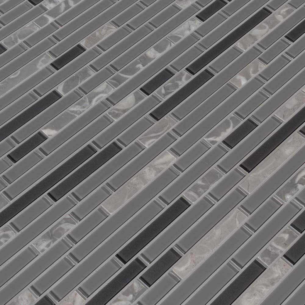 Mix Grigio and Silver Interlocking Glass Mosaic Wall Tile for Kitchen Backsplash, Wall Tile for Bathroom, Shower Wall Tile, Accent Wall