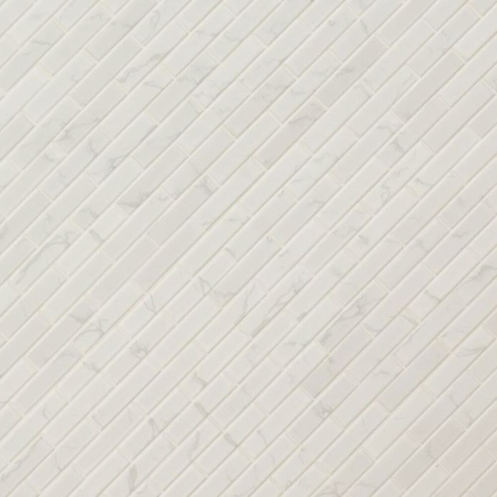 1x4 Andalusian Carrara White Greyish Marble Look Matte Porcelain Wall Tile for Kitchen Backsplash, Bathroom Wall, Accent Wall
