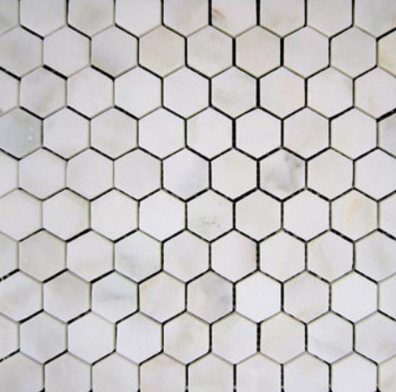 Calacatta Gold Italian Marble 1 in. Hexagon Mosaic Floor Wall Tile for Flooring Bathroom Shower, Kitchen Backsplash, Fireplace