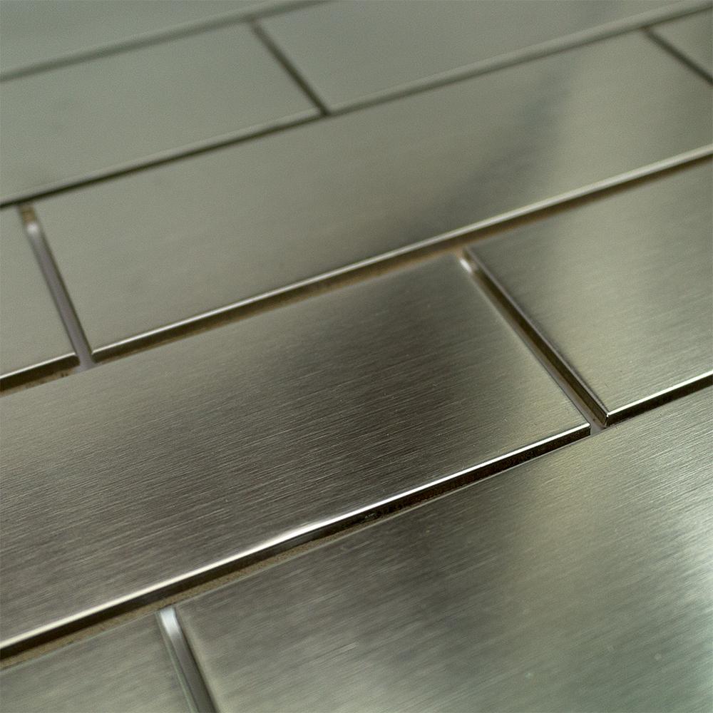 Stainless Steel Subway Metal 3x9 Silver Wall Tile