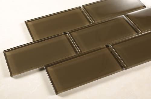 Chocolate - 3x6 Coffee Glass Tile - Bathroom Tile & Kitchen Backsplash Tile (Price per square feet, 8 pieces)