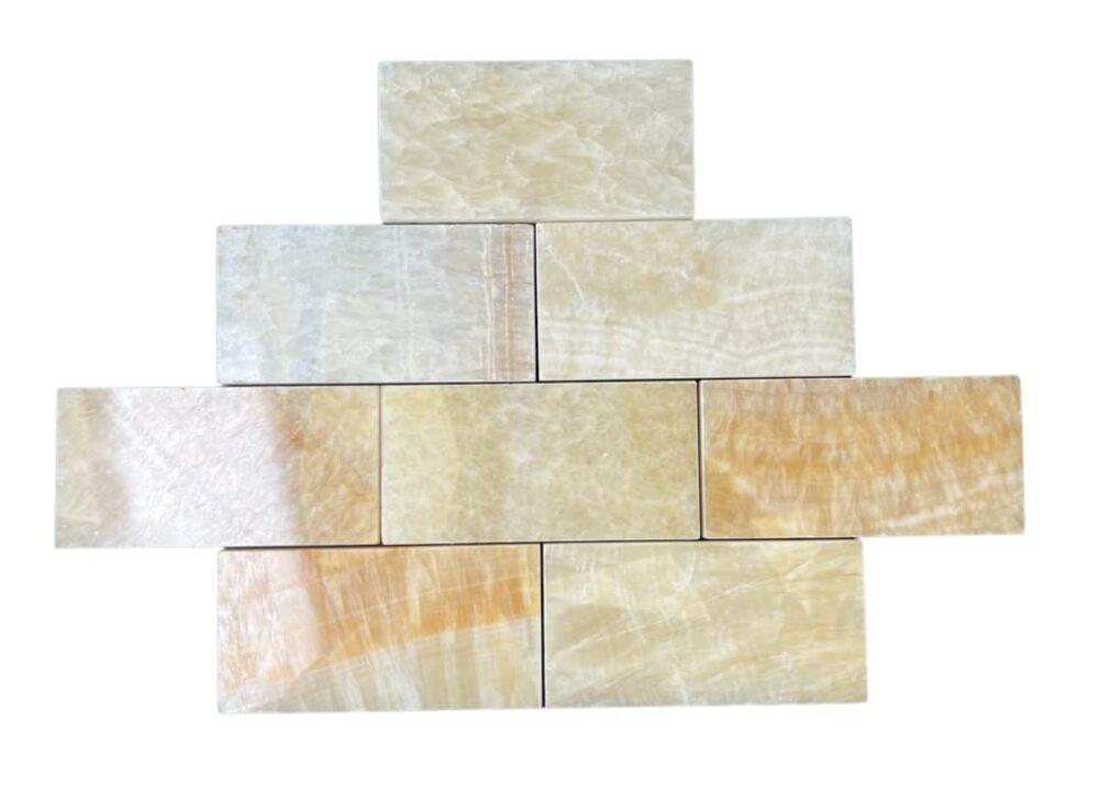 Tenedos Honey Onyx Subway 3x6 Marble Tile Premium Polished (Pack of 8 Pcs. 1 Sqft.)