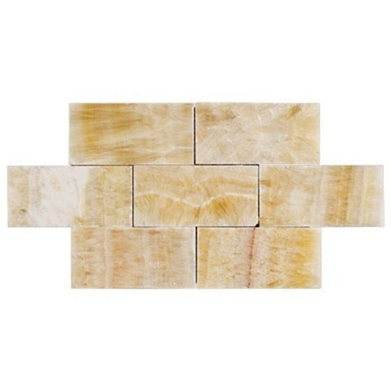 Tenedos Honey Onyx Subway 3x6 Marble Tile Premium Polished (Pack of 8 Pcs. 1 Sqft.)