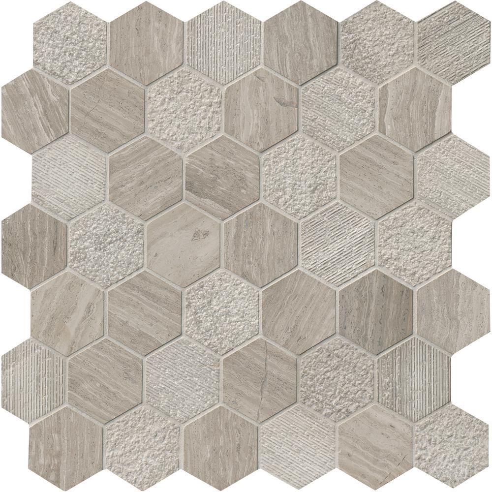 MSI Honeycomb Hexagon 2 Inch Multi finish Natural Marble Mesh-Mounted Mosaic Floor and Wall Tile (9.8 sq. ft. / case)