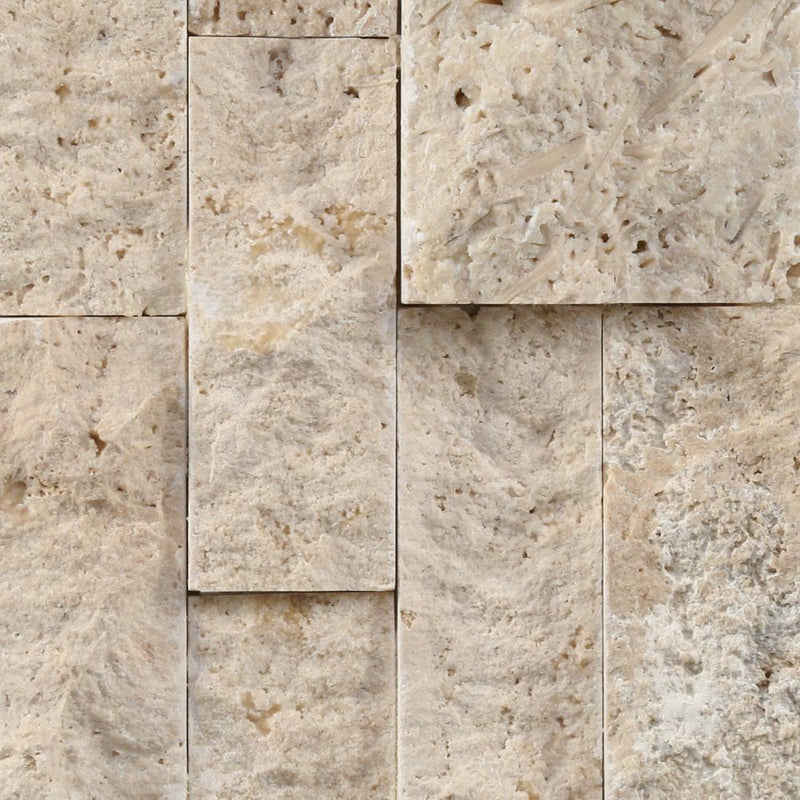 MS International Roman Beige Ledger Panel 6 in. x 24 in. Natural Travertine Wall Tile for Accent Walls Kitchen Backsplash Fireplace