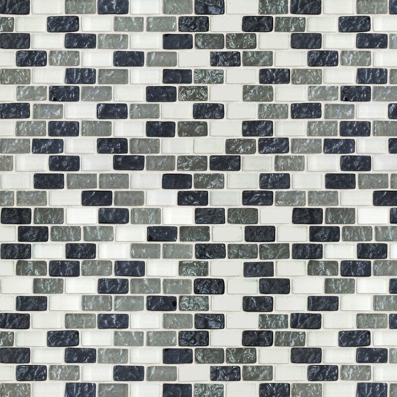 Gray and White Brick Shell Glass Mosaic Tile for Backsplash  -  Tenedos