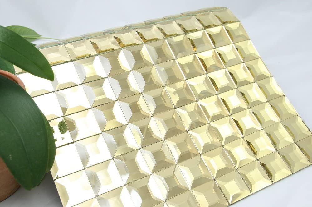 Golden Pyramid - 1"x1" Golden Pyramid Glass Tile - Tenedos