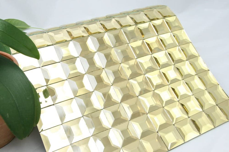 Golden Pyramid - 1"x1" Golden Pyramid Glass Tile - Tenedos