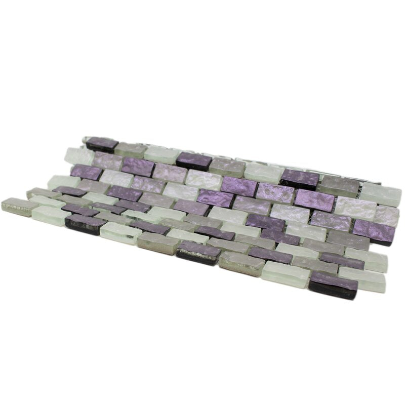 Purple and White and Gray Brick Shell Glass Mosaic Tile for Backsplash  -  Tenedos