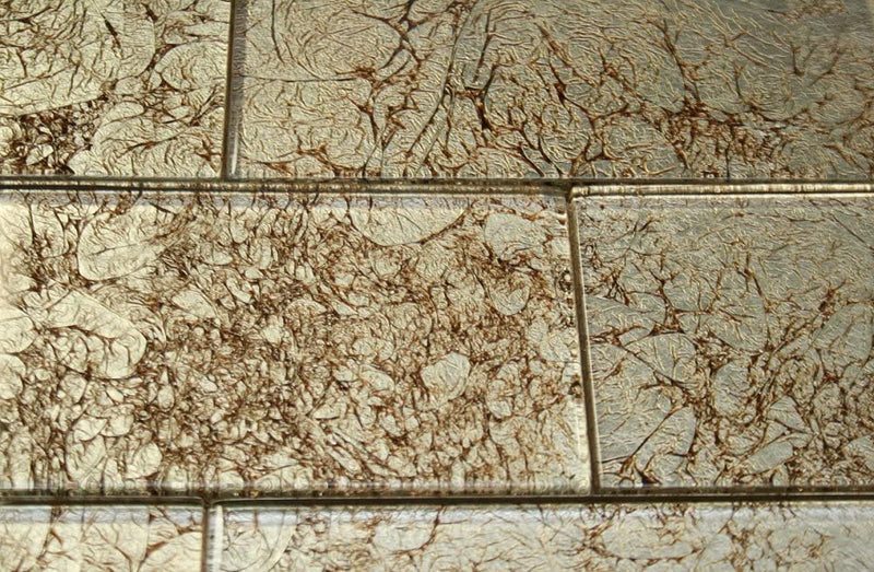 Tenedos Heirloom Gold Galaxy Series 3x6 Light Gold Glass Wall Tile for Kitchen backsplash| Bathroom Shower| Accent Decor
