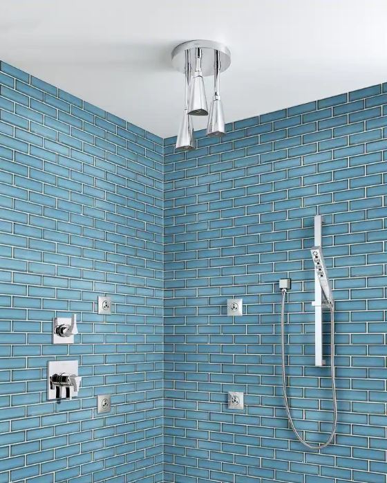 Steel Blue Beveled Look Subway 2x6 Glass Mosaic Wall Tile for Kitchen Backsplash, Bathroom Walls