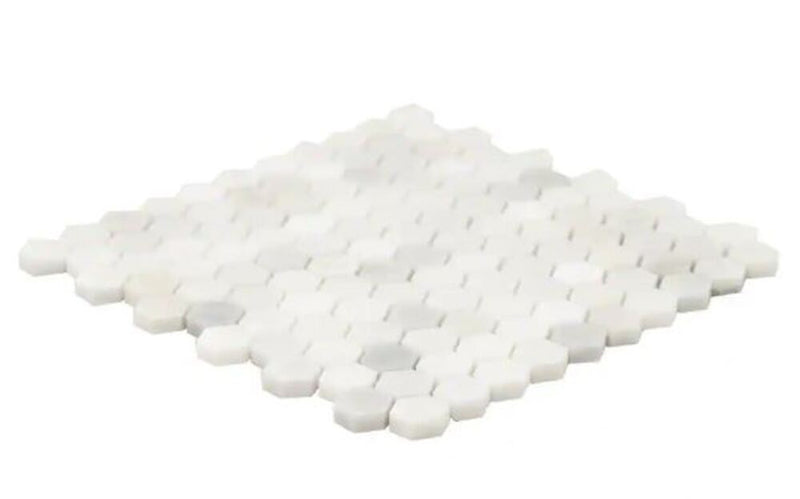 White Creamy Brownish Champagne Hexagon 1 in. Marble Floor Wall Tile Polished for Kitchen Backsplash, Bathroom Shower, Fireplace, Accent decor (Box of 10 Sheets)