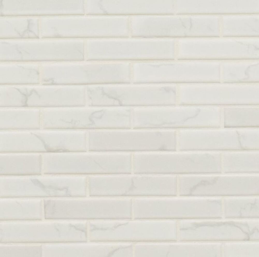 1x4 Andalusian Carrara White Greyish Marble Look Matte Porcelain Wall Tile for Kitchen Backsplash, Bathroom Wall, Accent Wall