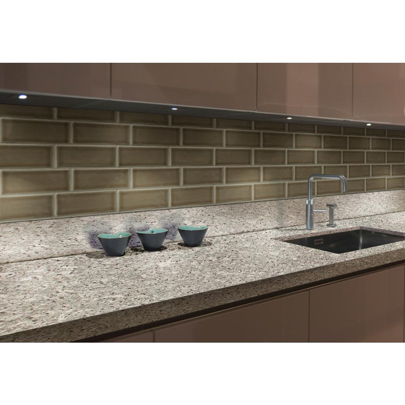 3 in. x 6 in. Artisan Taupe Glazed Handcrafted Subway Tile