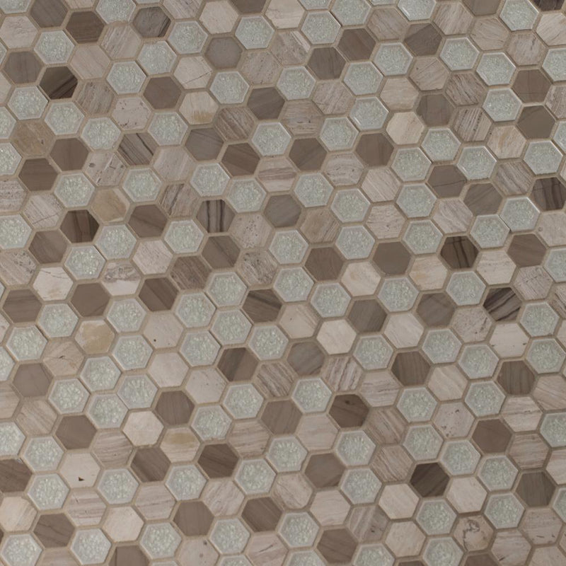 MS International SMOT-SGLSGG-HEXHAM8MM Hexham Blend 1" Hexagon Mosaic Tiles, 8mm