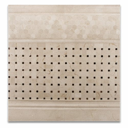 Spanish Crema  Marfil Polished Marble Baseboard Trim Molding 4'' X 12''