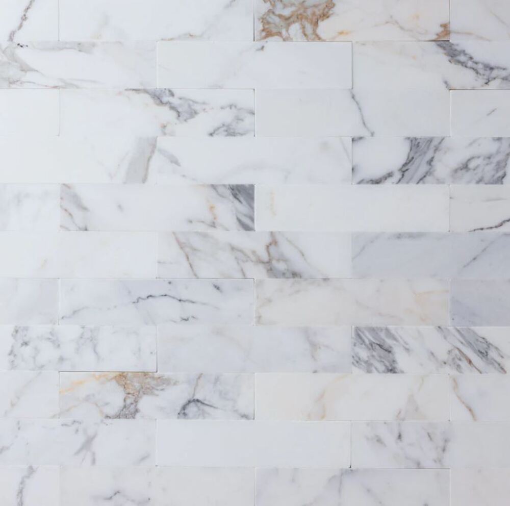 Calacatta Gold 2X8 Polished Subway Marble Floor and Wall Tile for Kitchen Backsplash, Bathroom, Fireplace Surrounds