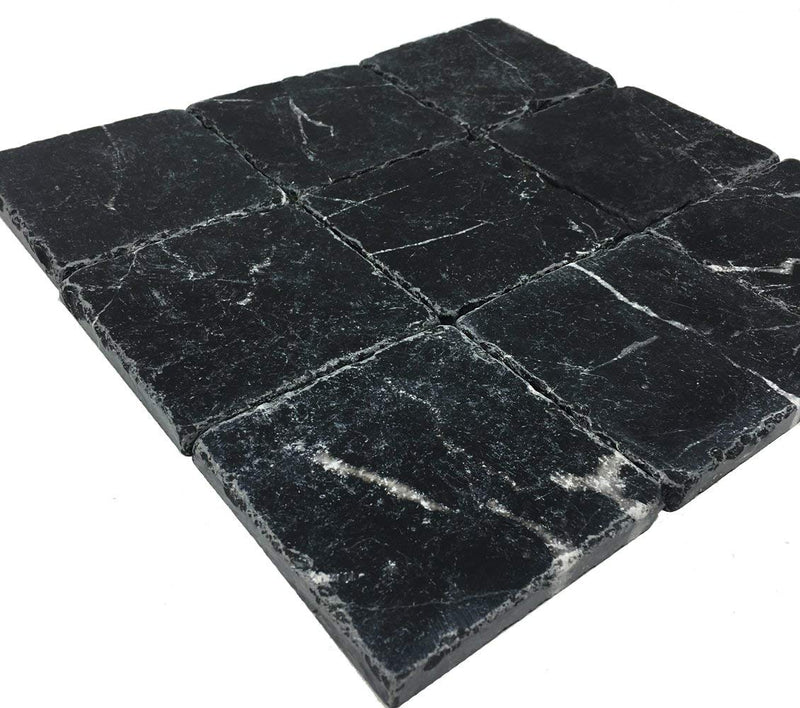 Taurus Black Marble 4" x 4" Tumbled Field Tile - (box of 5 sq. ft.)