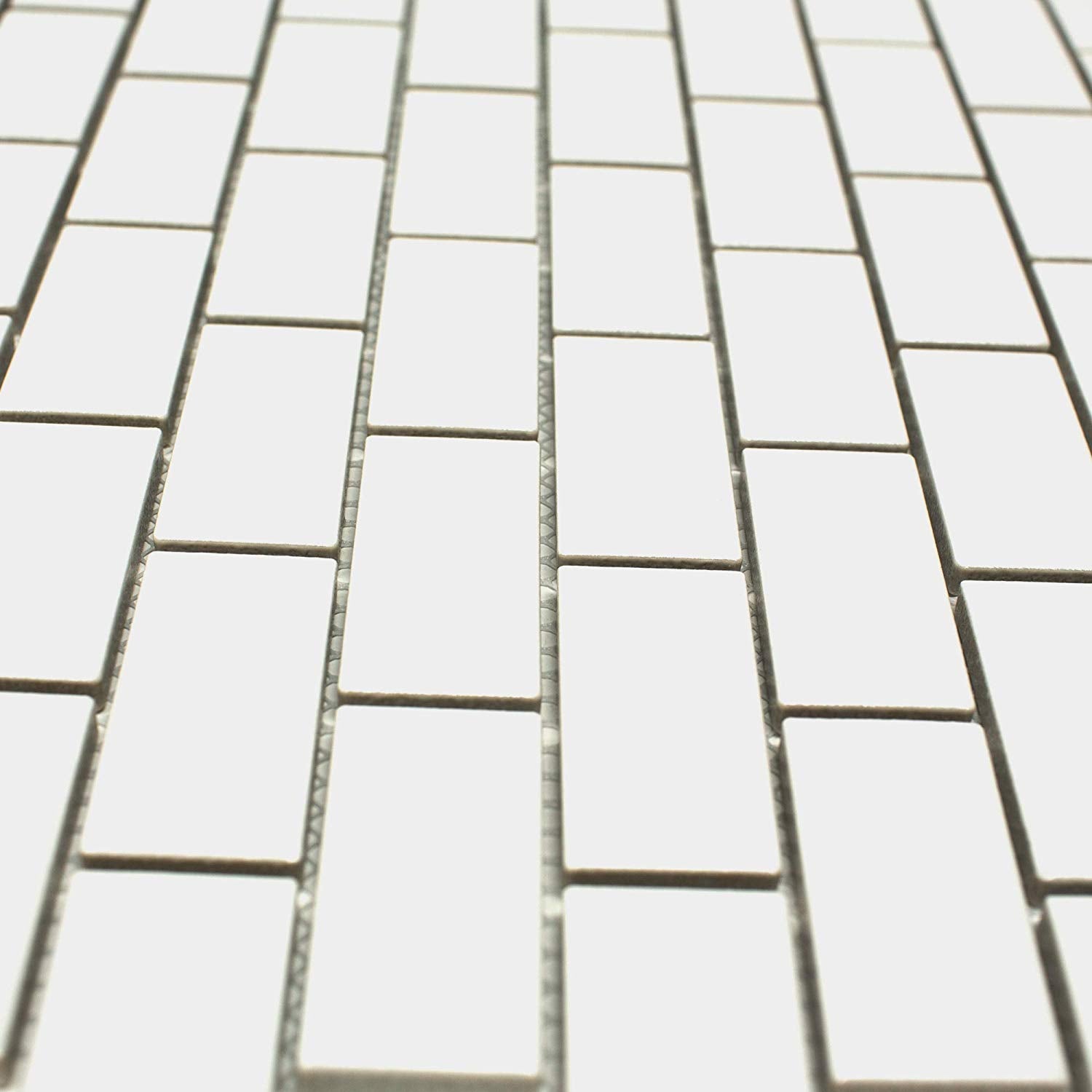 White 1x2 Brick Porcelain Matte Finish Mosaic Wall Tile  for Kitchen Backsplash, Bathroom Shower, Accent decor