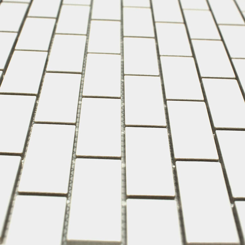 White 1x2 Brick Porcelain Matte Finish Mosaic Wall Tile for Floor, Backsplash Tile, Bathroom Tile (Box of 11 Sqft)