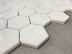 Bianco Pearl 2 inch Hexagon Polished Marble Mosaic Tile