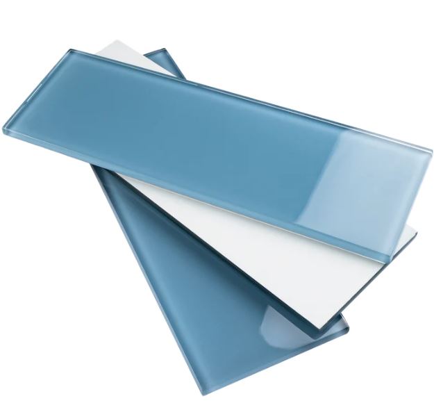 4x12 Glossy Blue Subway Glass Wall Tiles for Bathroom and Kitchen Walls Kitchen Backsplashes By Vogue Tile