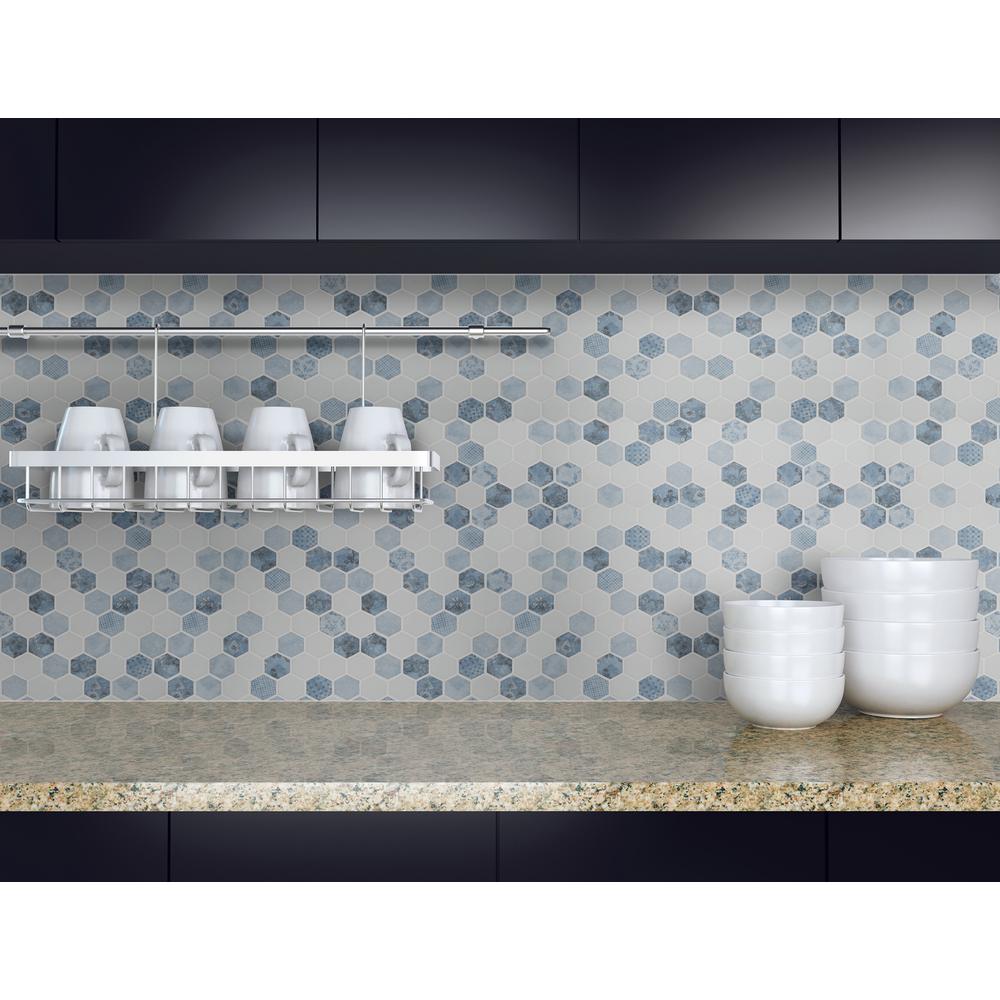 MSI Vista Azul Hexagon 12 in. x 12 in. x 6mm Glass Mesh-Mounted Mosaic Tile