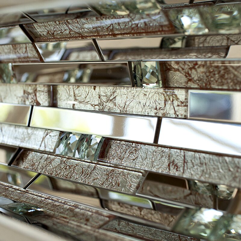 Shiny Stainless + White Diamond Glass + Galaxy Gold Light Glass Tile