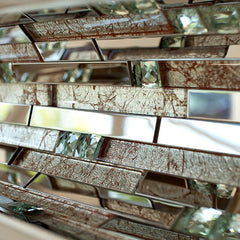 Shiny Stainless + White Diamond Glass + Galaxy Gold Light Glass Tile