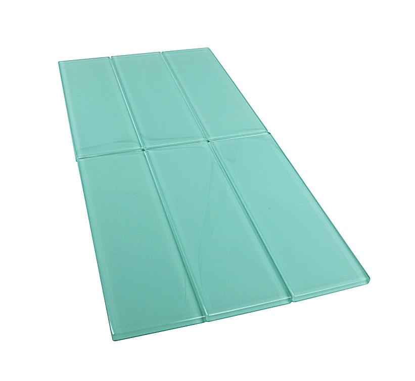 3x9 Turquoise Blue Greenish Glass Wall Subway Tile for Kitchen backsplash, Bathroom Shower, Accent Decor