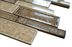 Cream Caramel Glossy Crackle Crystal Mosaic Wall Tiles Z Pattern