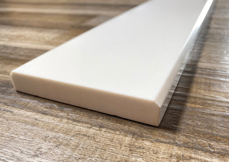 Tenedos Solid White Engineered Marble Threshold Saddle Polished, for Shower Curb, Bathroom Vanity Backsplash, Window Sill, Maintenance Free, Stain Resistant