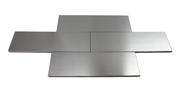 Stainless Steel Subway Metal 3 in x 9 in Silver Wall Tile