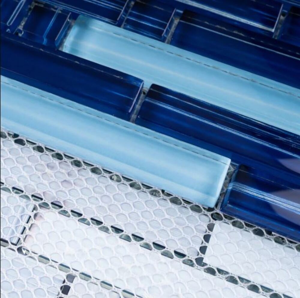 Cobalt Blue Random Pattern Glass Wall Tile