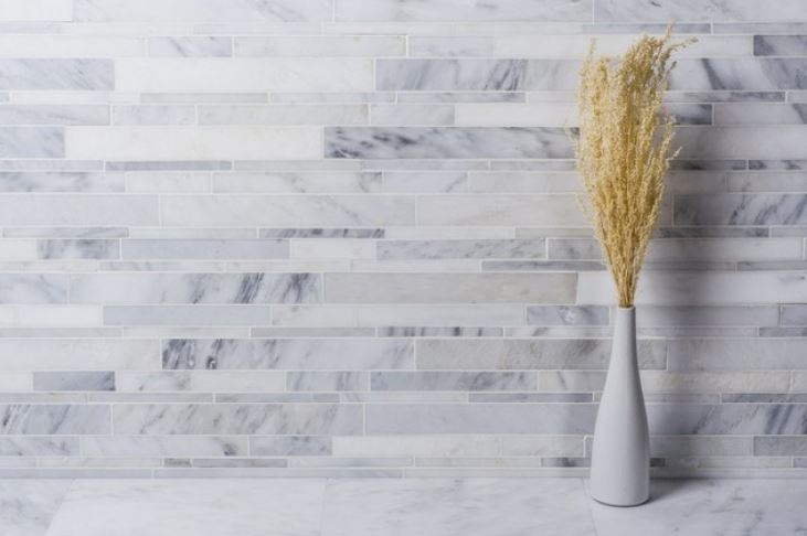 Carrara Marble Random Strip Modern Brick Mosaic Tile Polished for Kitchen Backsplash Wall Bathroom Flooring Shower - Tenedos