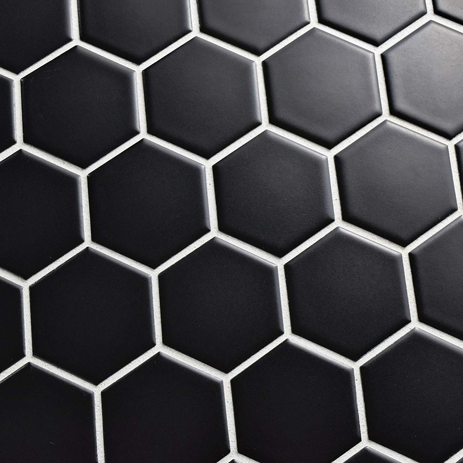 Black 2 Inch Hexagon Mosaic matte Wall Floor Tile, 10 pieces (10 Sqft)