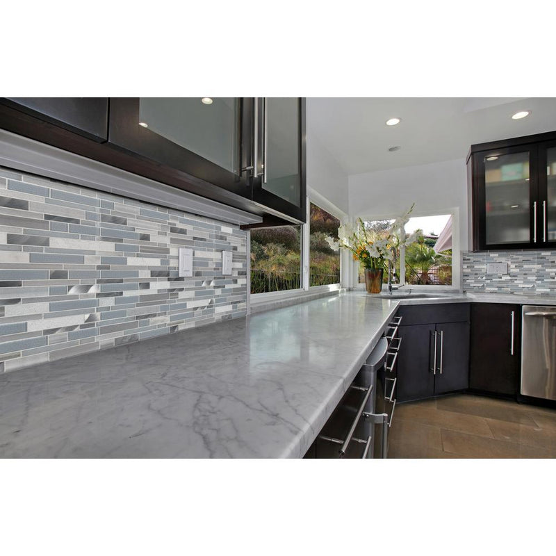 MS International SGLSMTIL-HAR8MM Mesh-Mounted Gray Tile 12 x 12 in. x 8 mm Mosaic