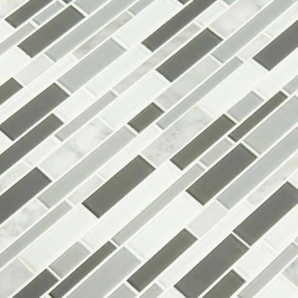 Milano Classic Carrara White and Greys Glass with Marble Stone Mosaic Wall Tile for Kitchen and Bathroom Backsplash, Shower Wall Tile, Accent Wall