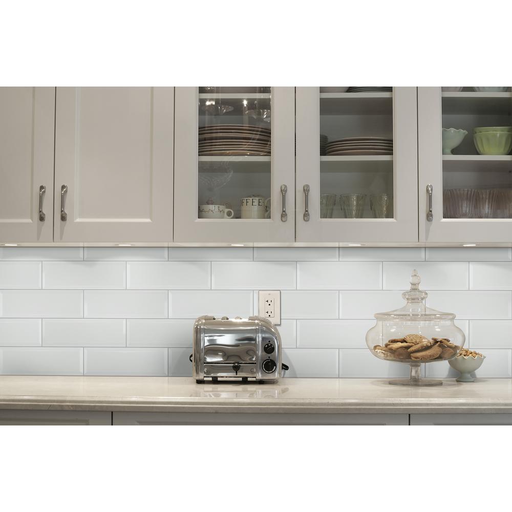 White Ceramic Beveled Subway Wall Tile 4x12 Matte Finish for Kitchen B