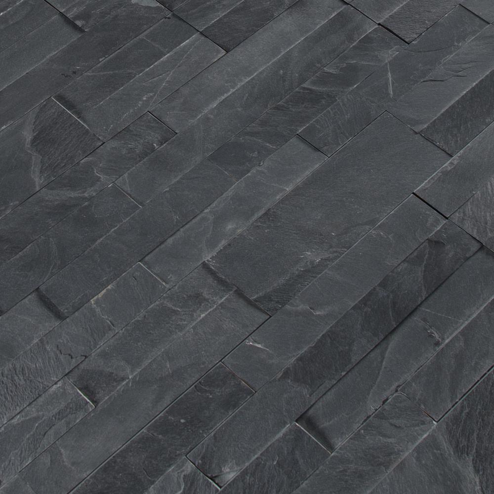 Midnight Ash Veneer Peel and Stick 6 in. x 22 in. Honed Slate Wall Tile (Box of 15pcs )