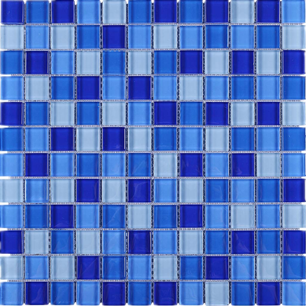 Square Multi Shade Glass Mosaic Tile for Kitchen Backsplashes, Bathroom Walls, Spa, Pool (Sky Blue)