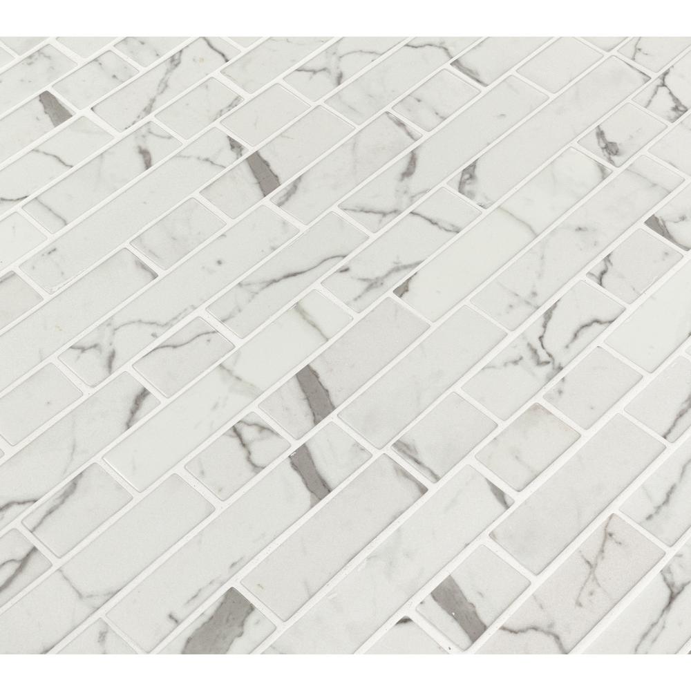 MSI Statuario Celano Interlocking 11.81 in. x 11.81 in. x 6mm Glass Mesh-Mounted Mosaic Tile