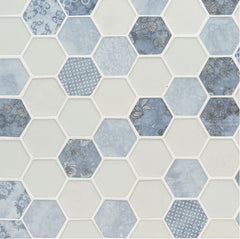 MSI Vista Azul Hexagon 12 in. x 12 in. x 6mm Glass Mesh-Mounted Mosaic Tile