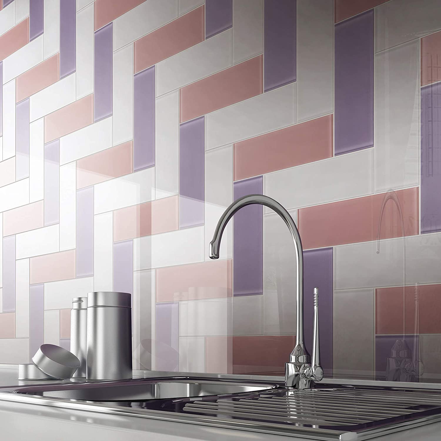 4x12 Glossy White Subway Glass Mosaic Tiles for Bathroom and Kitchen Walls Kitchen Backsplashes