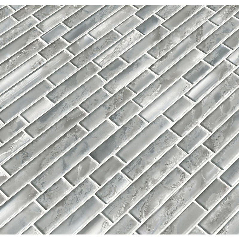 MS International Silver Canvas Interlocking Glass Mosaic Tile (10 sq. ft. / case)